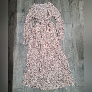 Pink Lily Women's Floral Long Sleeve Maxi Dress Medium